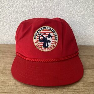 Vintage 1992 US Open Pebble Beach CA Rope Hat United States Golf Red Embroidered